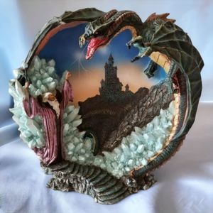 Wizard Winged Dragon Scepter Plate Medieval Legends Vintage 3D